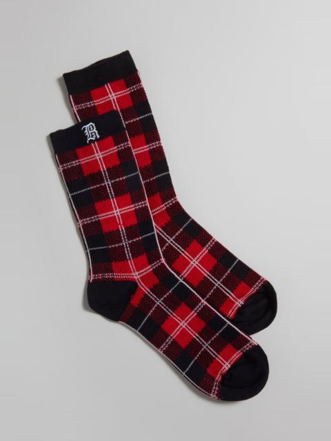 R13 R13 PLAID SOCKS - RED/BLACK