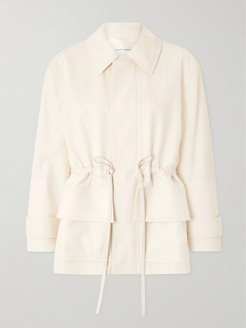 Bottega Veneta Leather-trimmed cotton-twill jacket Cream