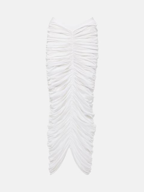 Laure ruched silk-blend maxi skirt