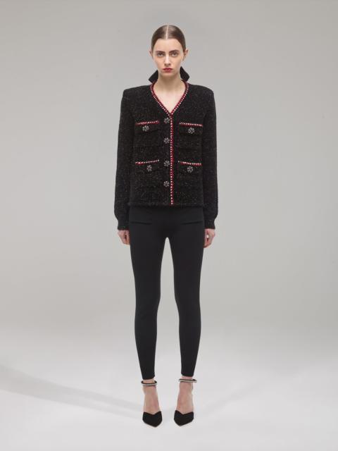 self-portrait Black Metallic Yarn Cardigan