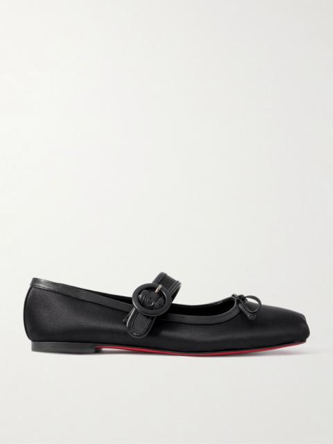 Christian Louboutin Mamastrapitina leather-trimmed satin-crepe ballet flats Black