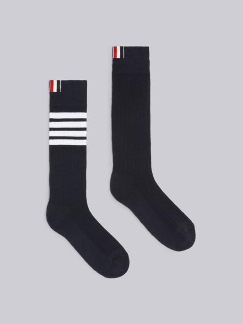Thom Browne Navy Cotton Athletic Mid-calf 4-Bar Socks