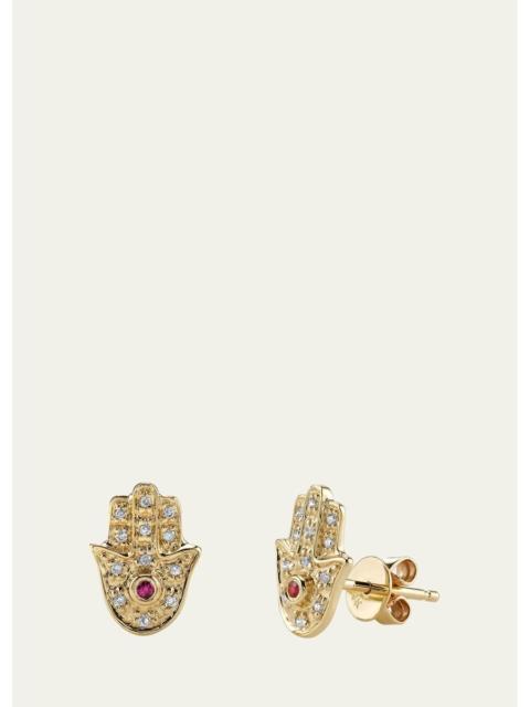 SYDNEY EVAN 14k Yellow Gold Diamond Hamsa Single Stud Earring