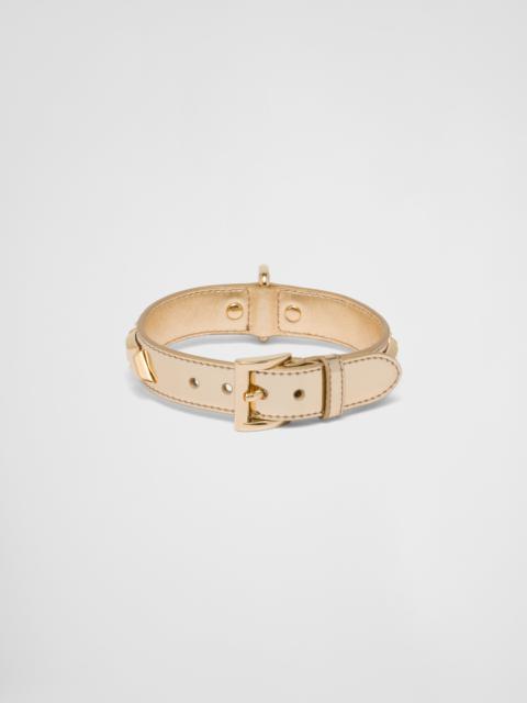 Prada Studded brushed leather pet collar