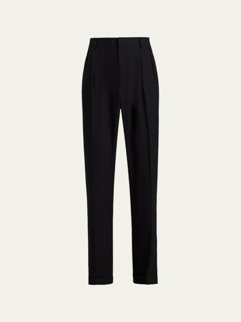 Ralph Lauren Men's Silk and Linen Straight-Leg Pleated Trousers