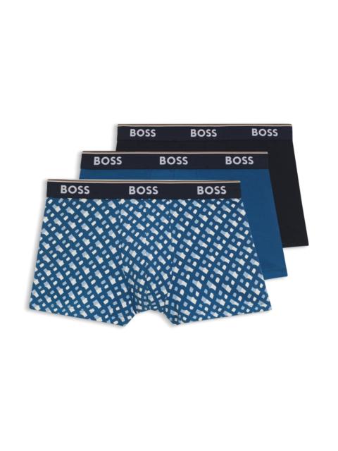 BOSS THREE-PACK OF TRUNKS WITH LOGO WAISTBANDS