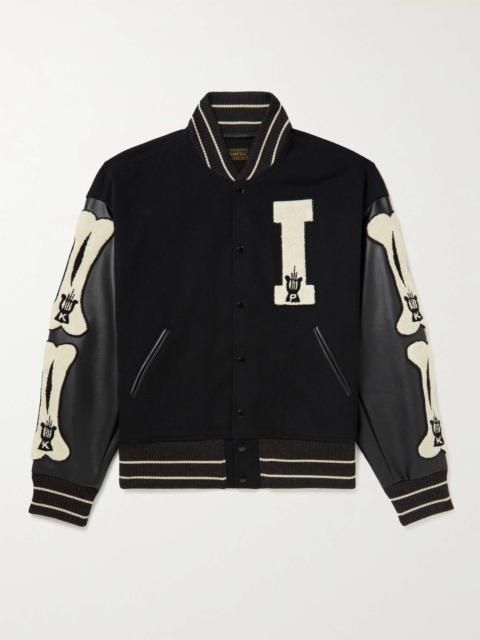 Kapital Faux Leather and Wool-Blend Varsity Jacket