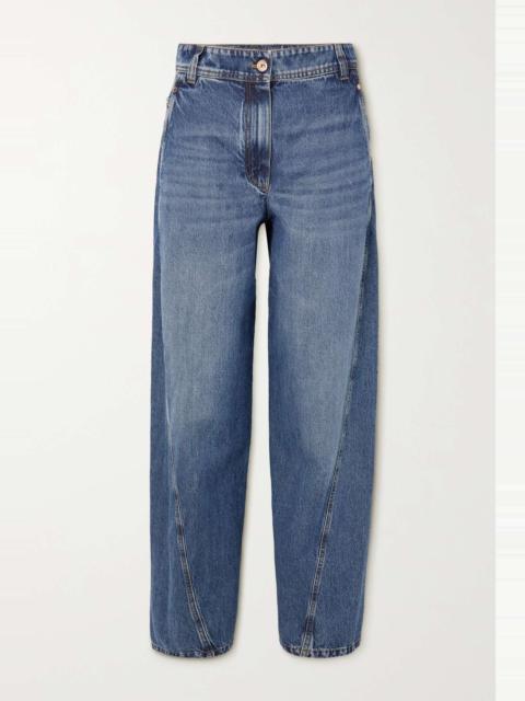 Two-tone high-rise wide-leg jeans
