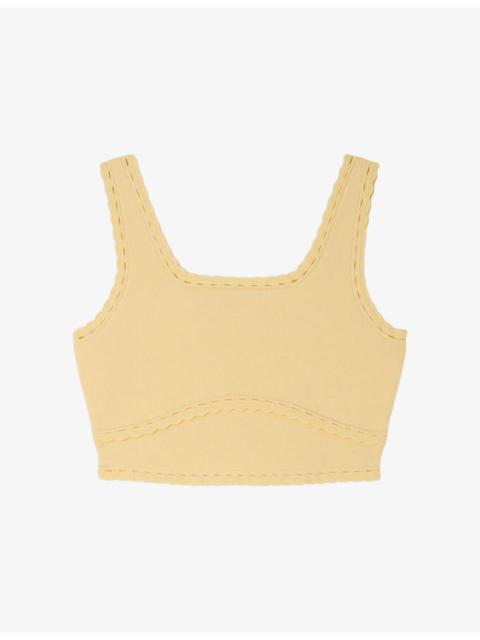 Sandro Square-Neck Cropped Knitted Top