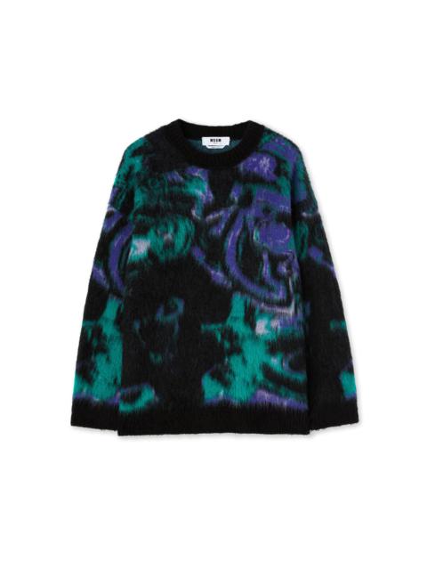 Rounded-collar sweater with "Magma" print