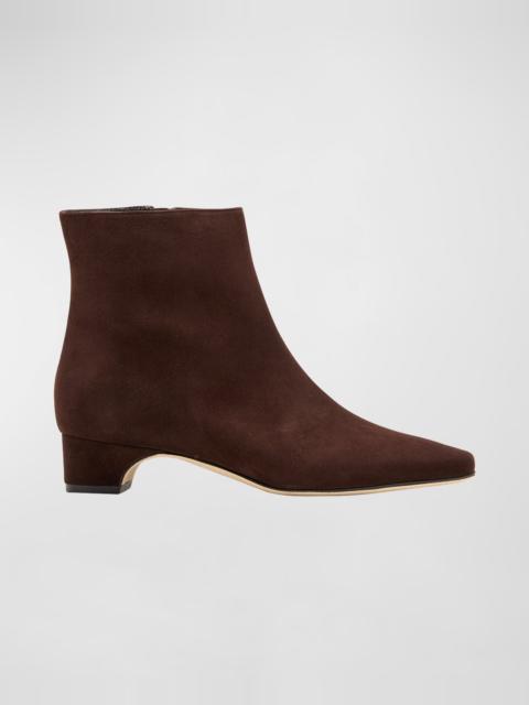 Manolo Blahnik Tolarc Suede Zip Ankle Booties