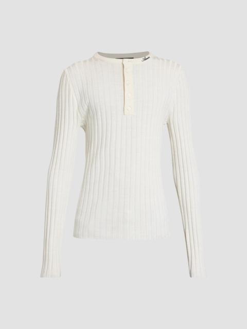 AMIRI Men's Logo Script Knit Henley Top - Alabaster