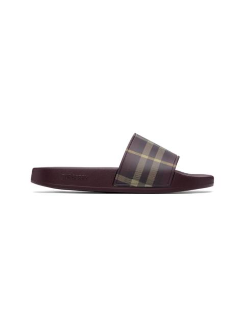 Burberry Burgundy Check Slides