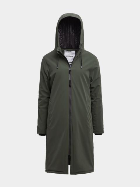 Stutterheim Stockholm Long Winter Suede Jacket Dark Green