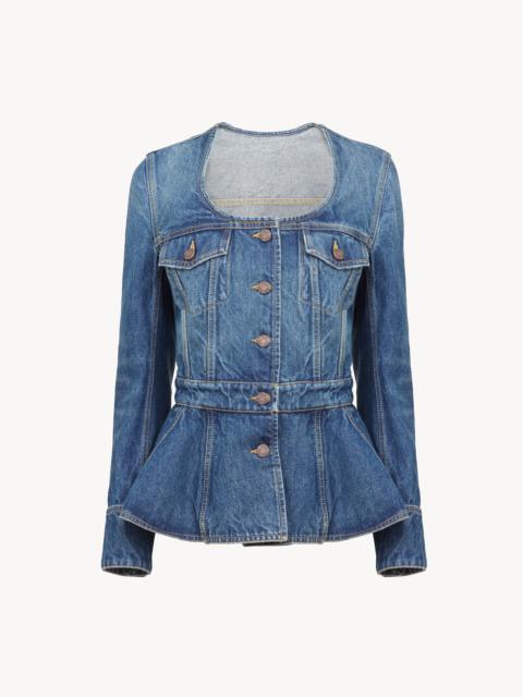 Chloé PEPLUM RIDING JACKET IN DENIM