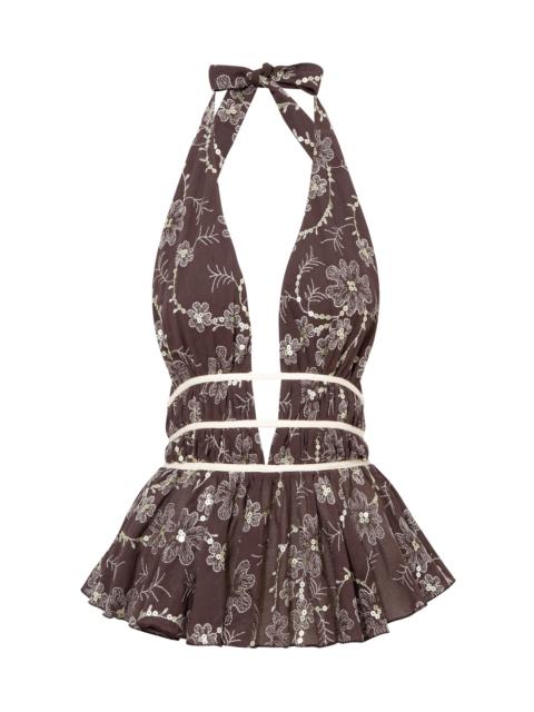 SIEDRÉS Minila Sequined Halter Top brown