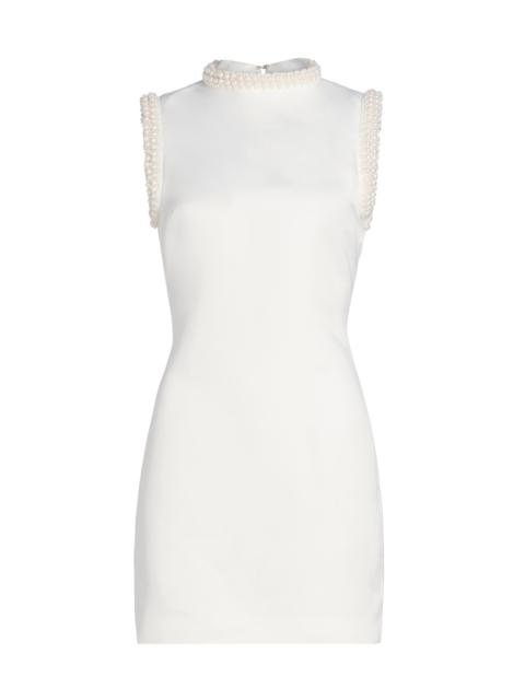ELLIATT Women's Sia Pearl-Trim High-Neck Satin Minidress - White