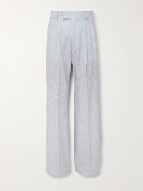 Wide-Leg Pleated Woven Suit Trousers
