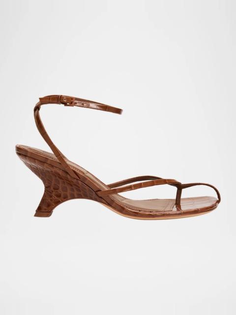 SIMKHAI 75mm Kelsey Embossed Leather Thong Sandals
