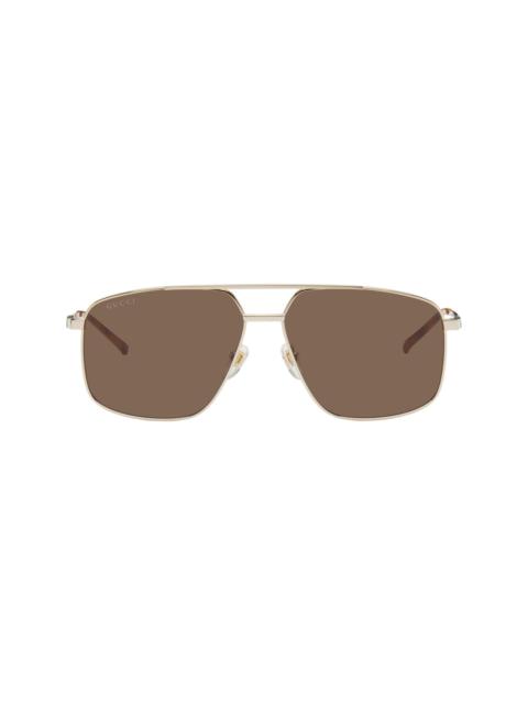 GUCCI Gold Navigator Frame Sunglasses