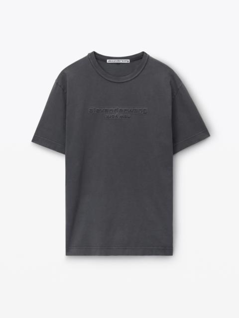 embossed logo tee in compact jersey