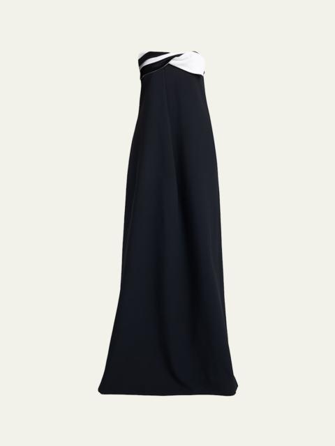 TOM FORD Bicolor Twisted Off-The-Shoulder Satin Gown