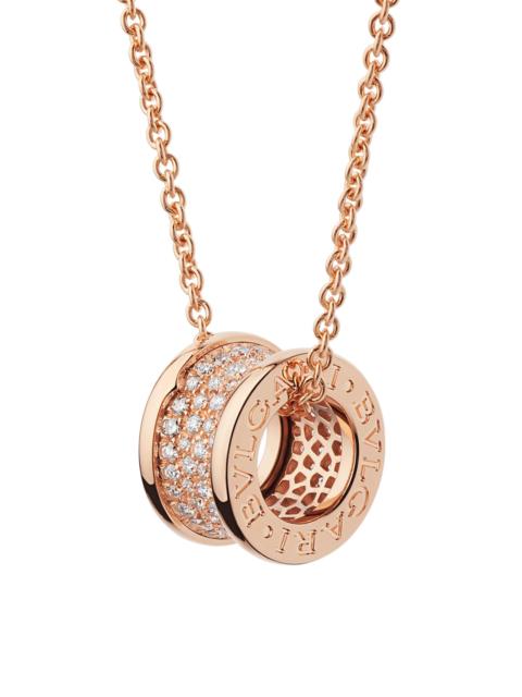 BVLGARI B.Zero1 18K 로즈 골드 & 다이아몬드 Pavé 펜던트 목걸이