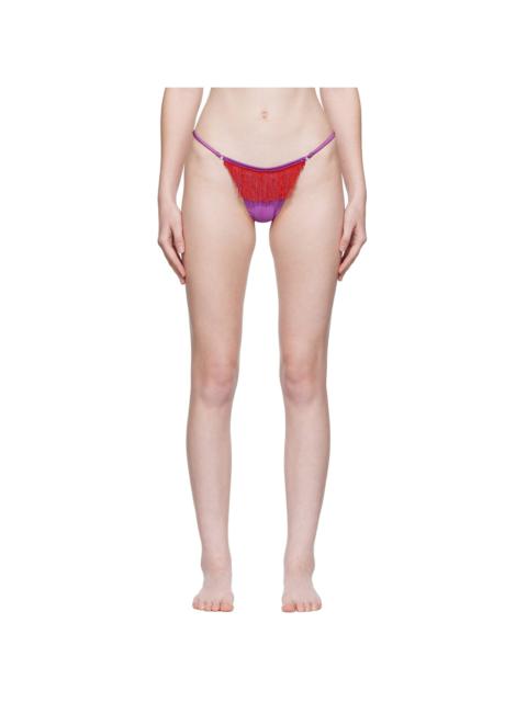 Fleur du Mal Purple Fringe V-String Thong