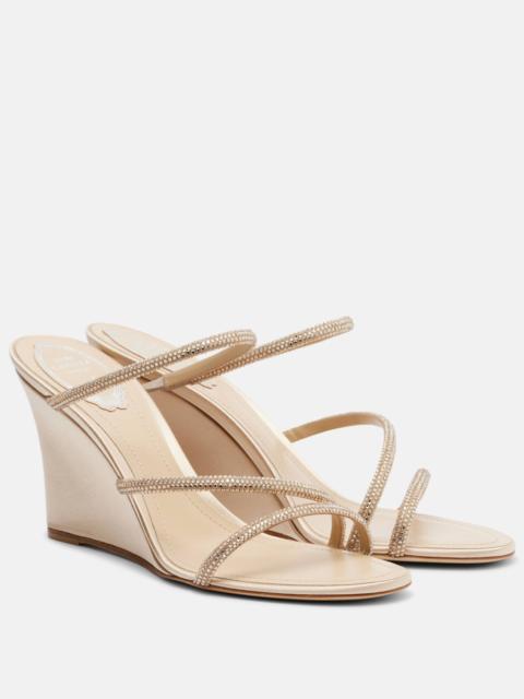 RENE CAOVILLA Crystal-embellished satin wedges