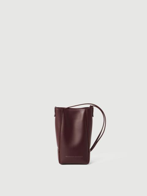 Brunello Cucinelli Duo phone holder in calfskin with monili