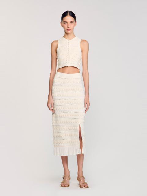 Sandro MAXI SKIRT WITH CROCHET DETAILING