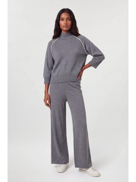 KAREN MILLEN Blanket Stitch Detail Knitted Crop Sleeve Jumper