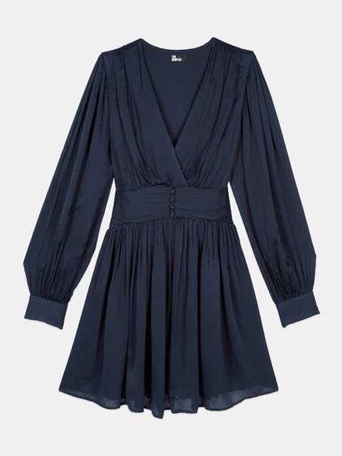 The Kooples NAVY BLUE CRINCKLE SHORT DRESS