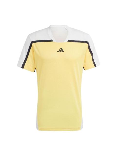 adidas Tennis HEAT.RDY Pro FreeLift T-shirt Asia Sizing 'Yellow White' IS8966