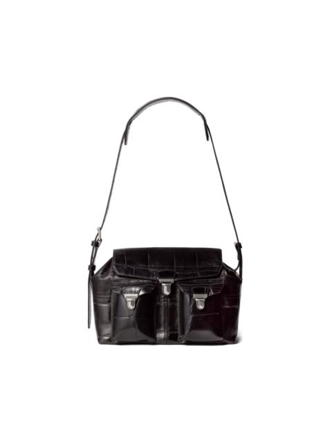 Lemaire medium Gear croco-embossed flap messenger bag