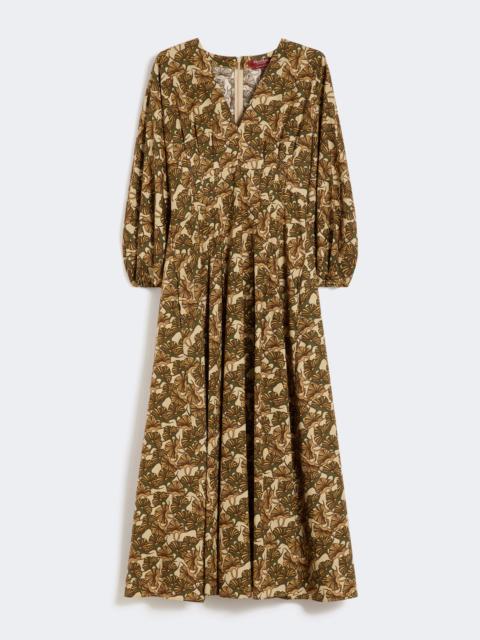 Printed cotton poplin dress - NATURAL