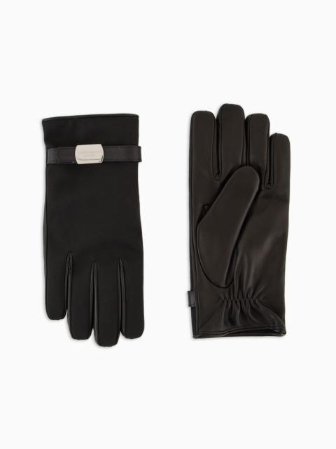 GIORGIO ARMANI Nappa-leather and technical-fabric gloves