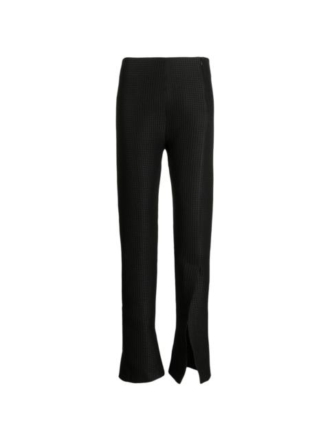flared waffle-knit trousers
