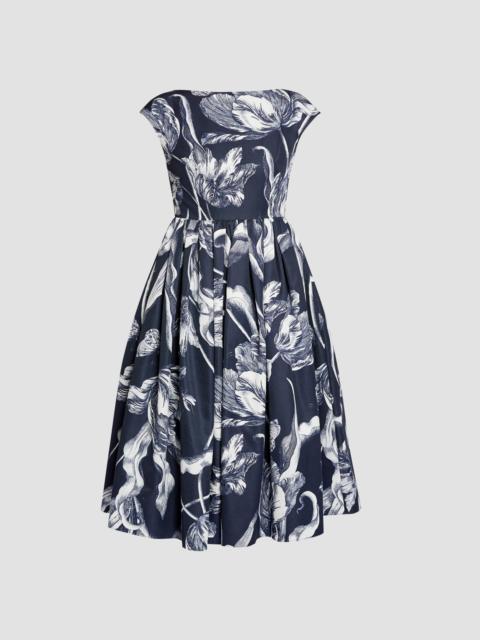 Erdem FLORAL PRINT COTTON FAILLE SLEEVELESS MIDI DRESS