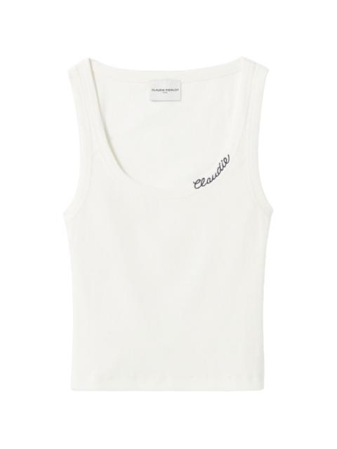 Claudie Pierlot embroidered ribbed-construction tank top