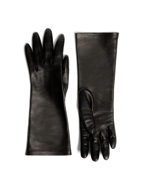 KHAITE Remo Mid Leather Gloves black