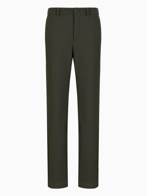 Technical waffle flat-front trousers