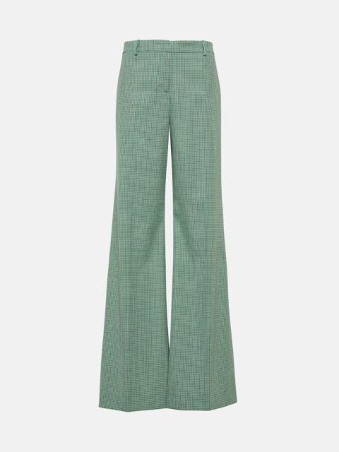 Checked mid-rise wide-leg pants