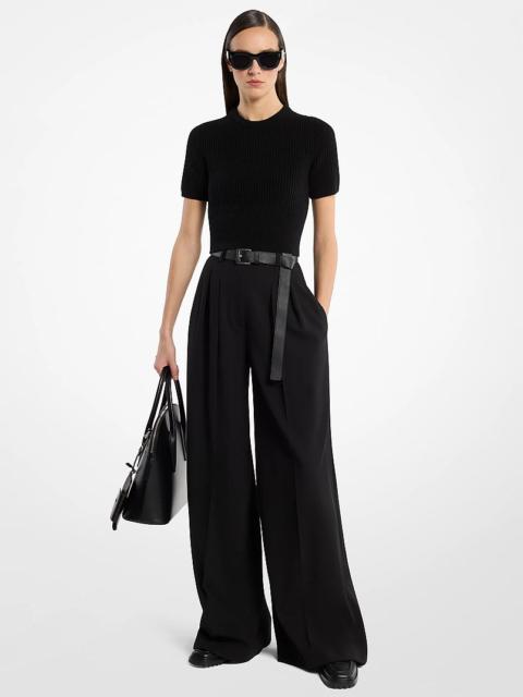 MICHAEL KORS COLLECTION Shannon High-Rise Stretch Wool Crepe Wide-Leg Trousers
