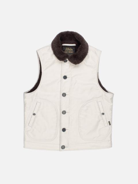 Iron Heart IHV-22-IVO Alpaca Lined Whipcord N1 Deck Vest - Ivory