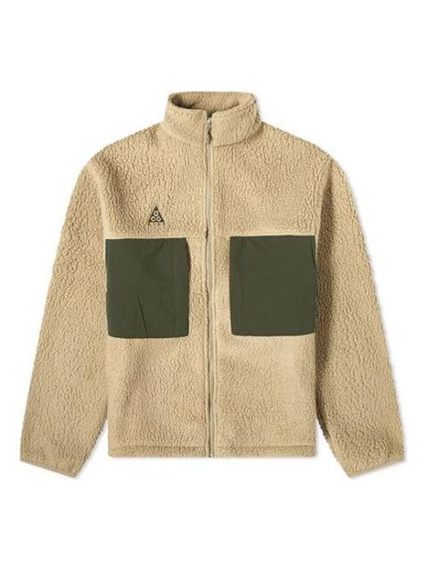 Nike ACG Colorblock Pocket Fleece Stand Collar Logo Jacket Khaki CT2949-247