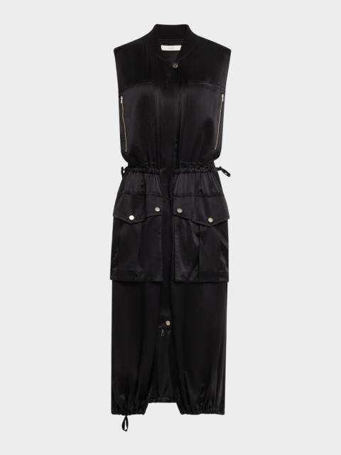 Sleeveless Silk Midi Cargo Dress