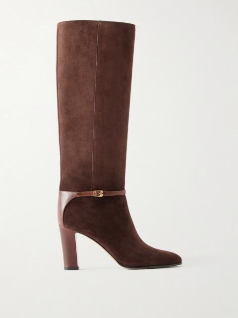 Valentino Pattie 85 Buckle-detail Suede Knee Boots
