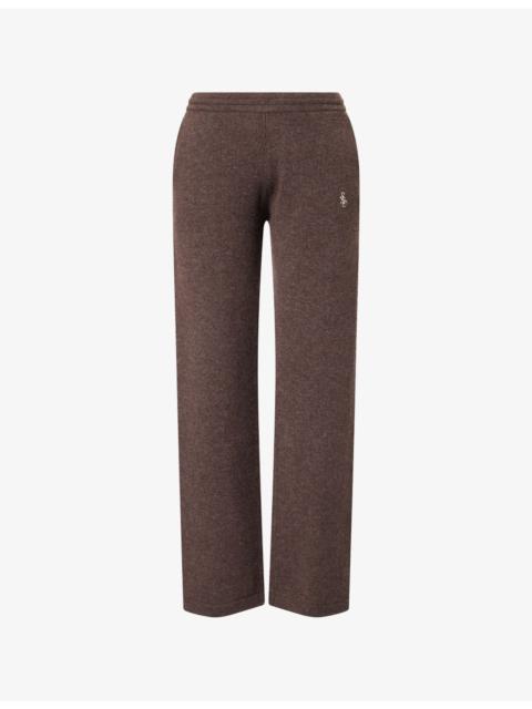 Sporty & Rich Embroidered-Logo Straight-Leg Cashmere-And-Wool Jogging Bottoms