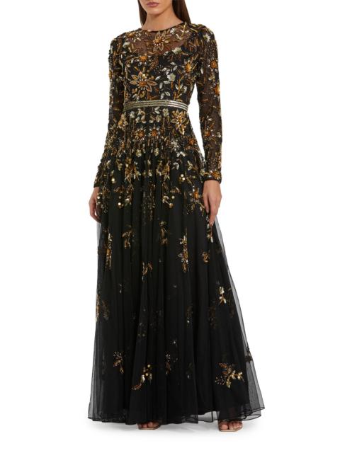 MAC DUGGAL Women's Embellished Chiffon Gown - Black Gold